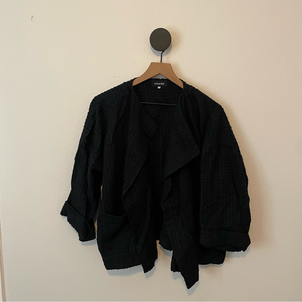Eskandar Black Textured Draping Front Top 0 Us 6